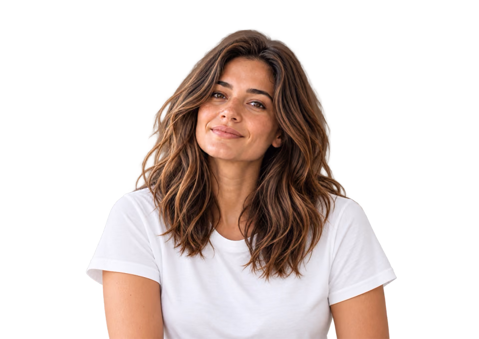 Portrait d’une femme aux cheveux longs et ondulés